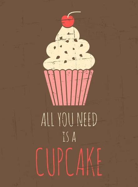 Poster cupcake retro — Vetor de Stock