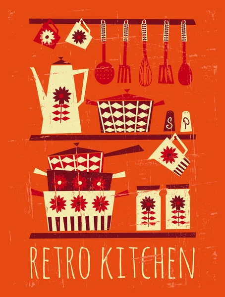 Cartel de cocina retro — Vector de stock