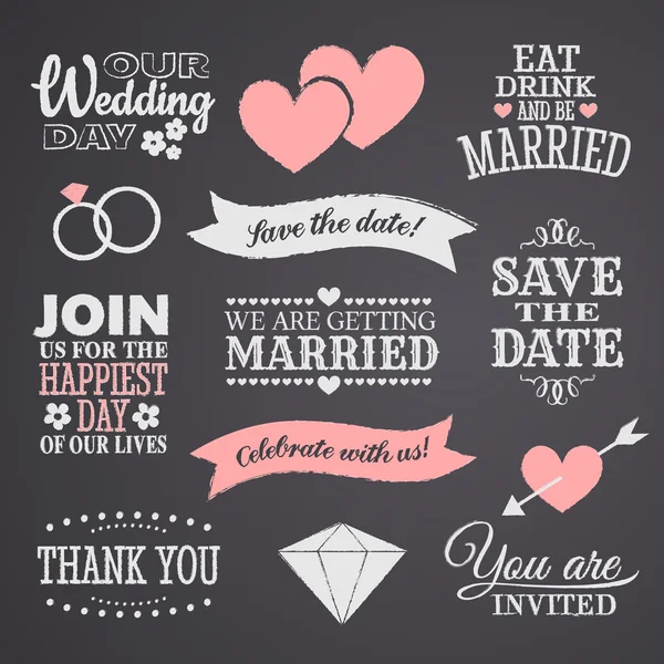 Chalkboard design de casamento — Vetor de Stock