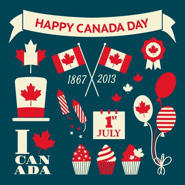 Canada Day Design Elementi Set — Vettoriale Stock