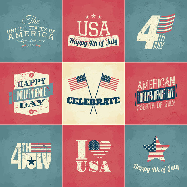 Independence Day Cards Set Royalty Free Stock Vectors