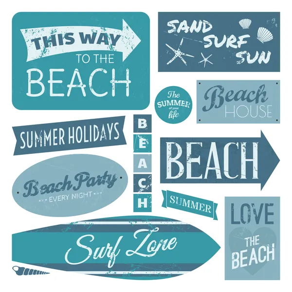 Coleção de etiquetas de praia — Vetor de Stock