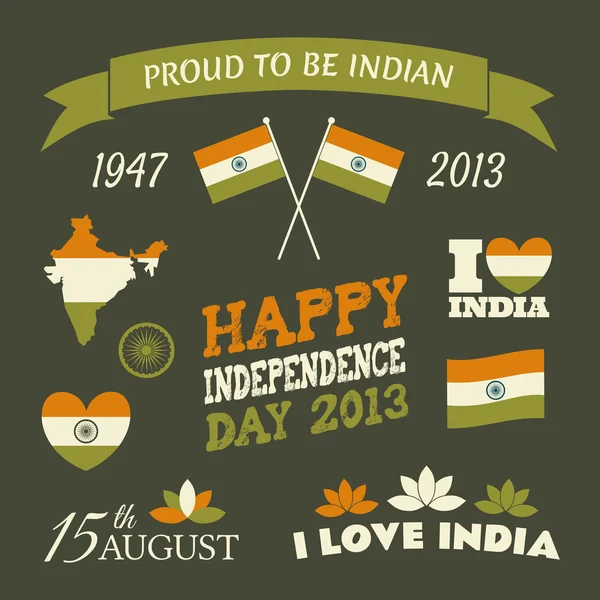 India Colección Día de la Independencia — Archivo Imágenes Vectoriales