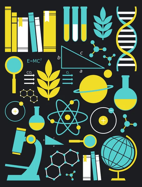 Onderwijs en wetenschap pictogrammenset — Stockvector