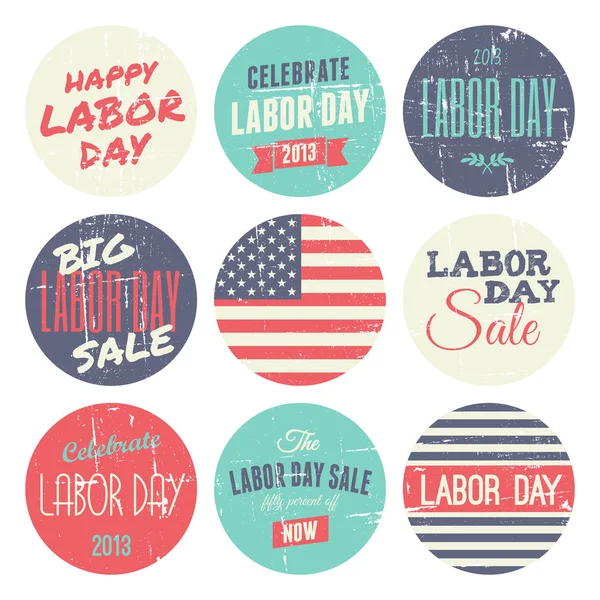 American Labor Day Sickers Collection — Stock Vector