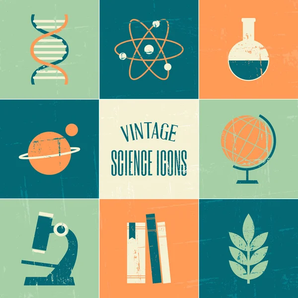 Colección de iconos de ciencia vintage — Archivo Imágenes Vectoriales