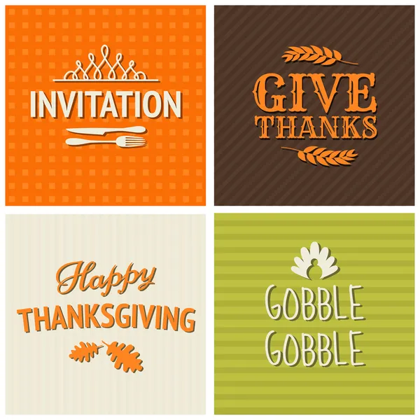 Thanksgiving Cards Collection — Stock Vector