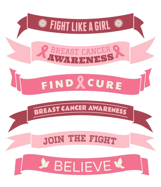 Bannières de sensibilisation au cancer du sein — Image vectorielle