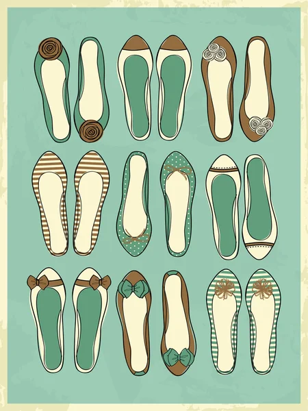 Colección de zapatos de bailarina — Archivo Imágenes Vectoriales