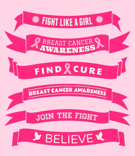 Breast Cancer Awareness Banners — Stock Vector