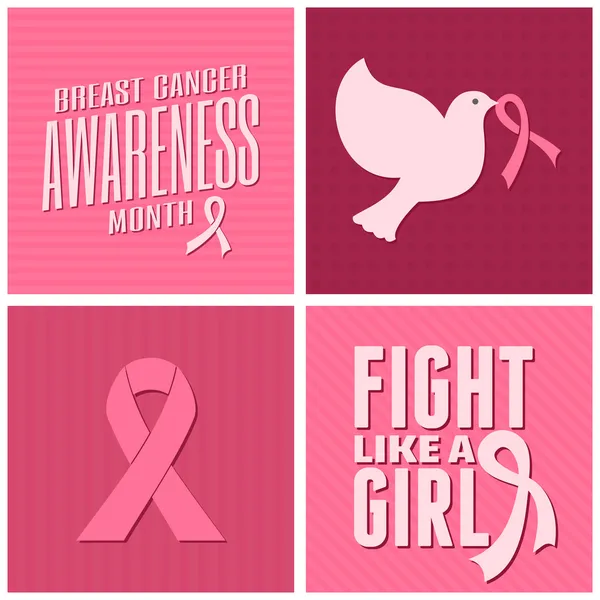 Collection de cartes de sensibilisation au cancer du sein — Image vectorielle