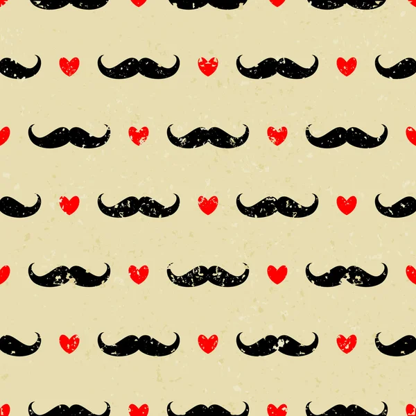 Mustache and Hearts Background — Stock Vector