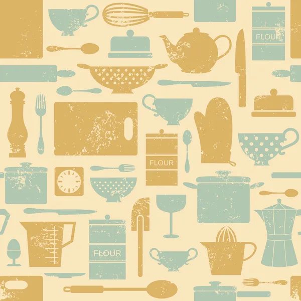 Vintage Kitchen Pattern — Stock Vector