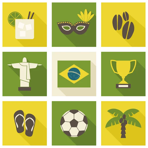 Brazilië pictogrammen collectie — Stockvector