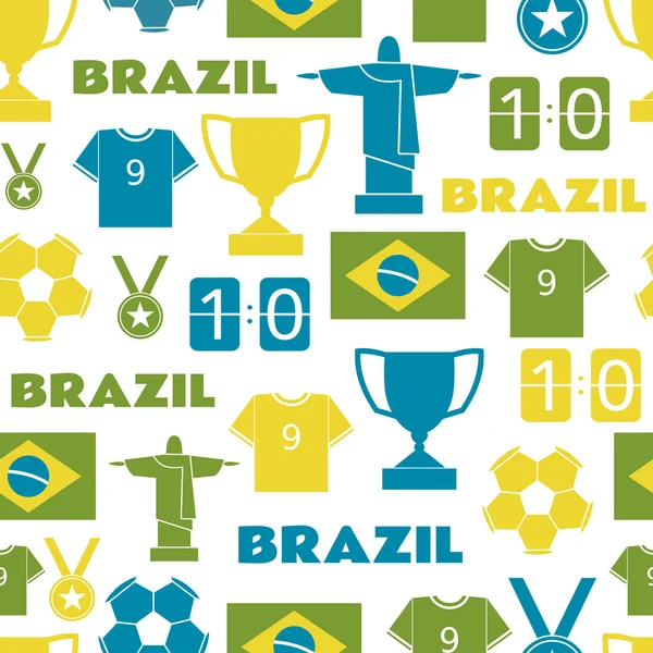 Brazilië voetbal naadloze patroon — Stockvector