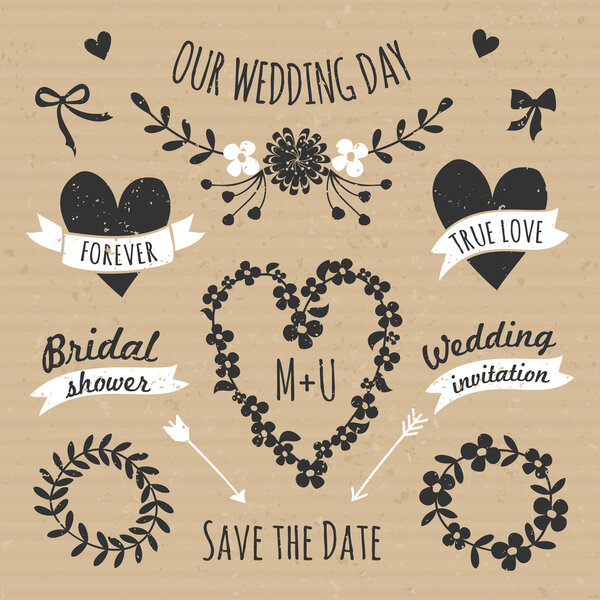 Cardboard Paper Wedding Design Elements