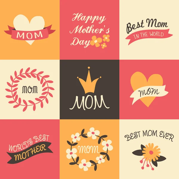 Mother's Day Greeting Cards Collection — Stock Vector