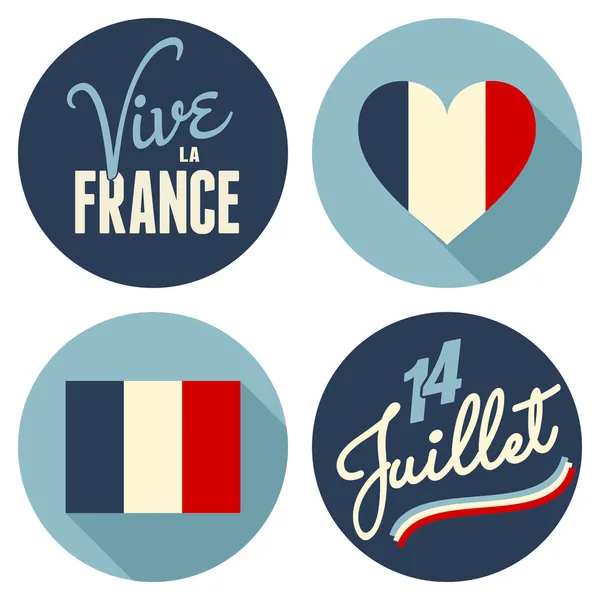 Frankrikes nationaldag klistermärken samling — Stock vektor