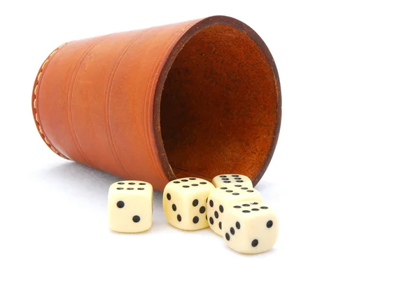 Dice cup with dices — Stock Photo, Image