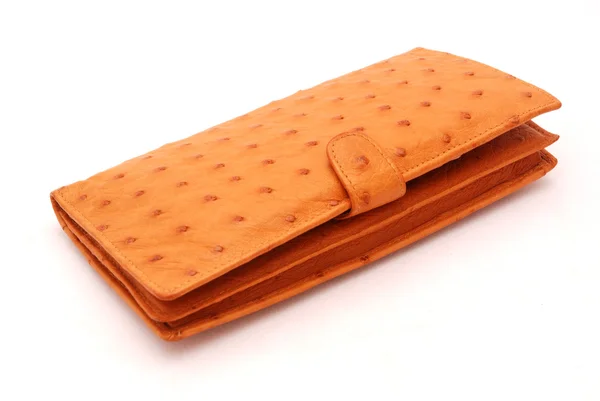 Ostrich leather wallet on white Stock Photo