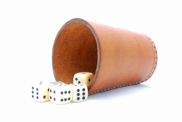 Dice cup with dices for gambling — Stock Photo, Image