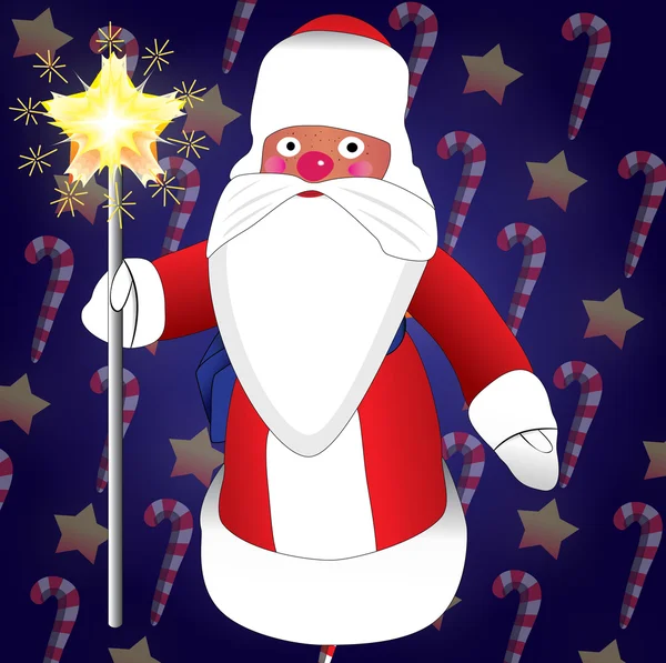 Père Noël avec une baguette magique — Image vectorielle