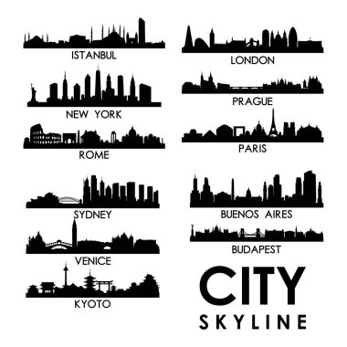 Popüler Skyline logo tasarım vektörü kümesi