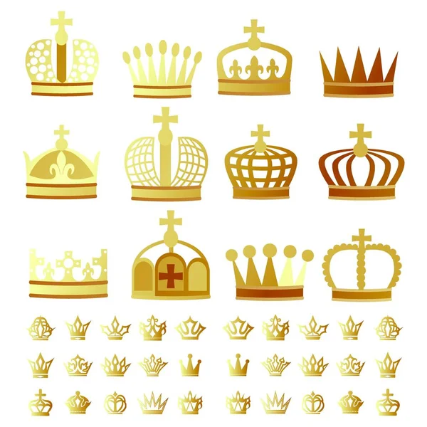Набор Премиум Ретро Ретро Винтажные Значок Ленты Короны Украшения Логотипа — стоковый вектор