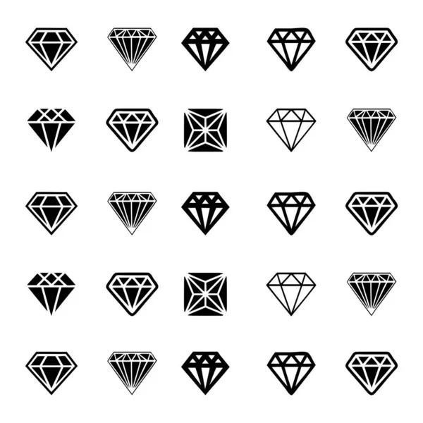 Conjunto Diseño Del Logotipo Del Diamante Vector — Archivo Imágenes Vectoriales