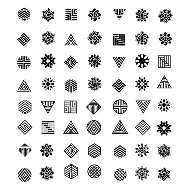 Soyut geometrik iş logosu tasarım vektörü kümesi