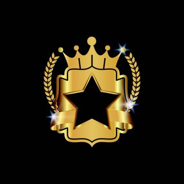 Premium retro vintage altın rozet logo tasarım vektör şablonu