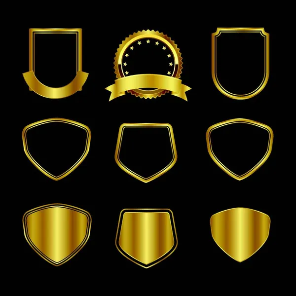 Conjunto Prémio Escudo Emblema Negócio Logotipo Design Vetor Modelo —  Vetores de Stock