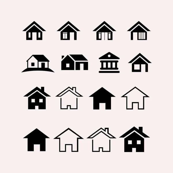 Reihe Von Geschäftsimmobilien Haus Symbol Symbol Logo Design Vektor — Stockvektor