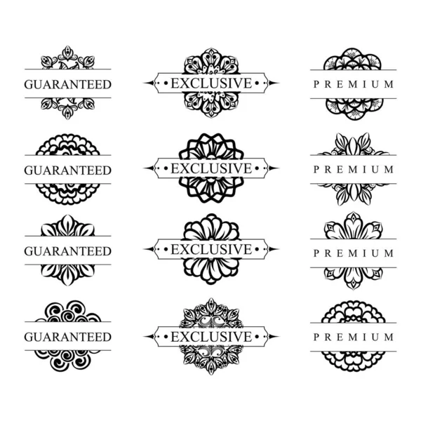 Conjunto Retro Premium Marco Vintage Ornamento Decoración Logo Diseño Vector — Vector de stock
