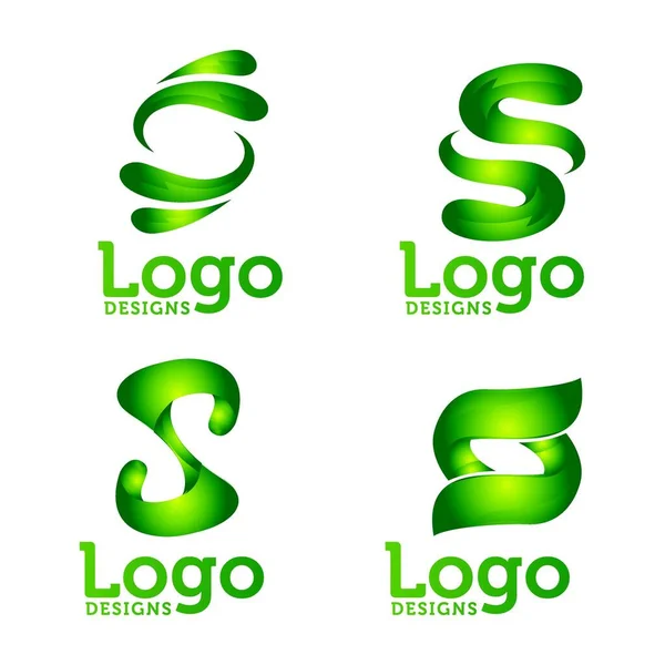 Satz Von Abstrakten Grünen Business Logo Design Vektor — Stockvektor