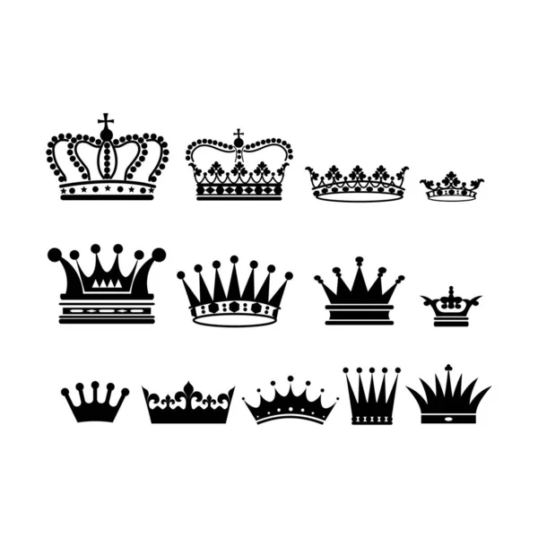 Набор Премиум Ретро Винтажный Дизайн Логотипа Короны Векторный Шаблон — стоковый вектор