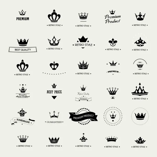 Преміум Ретро Вінтажна Корона Дизайн Логотипу Векторний Шаблон — стоковий вектор