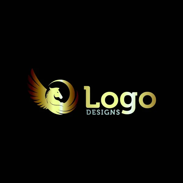 Abstrato Cavalo Com Asas Negócio Premium Logotipo Design Vetor — Vetor de Stock