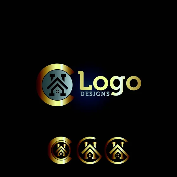 Lettre Avec Maison Entreprise Premium Logo Design Vecteur — Image vectorielle