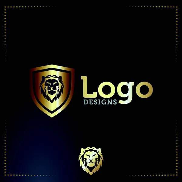 Abstracte Leeuw Met Schild Business Logo Design Vector — Stockvector