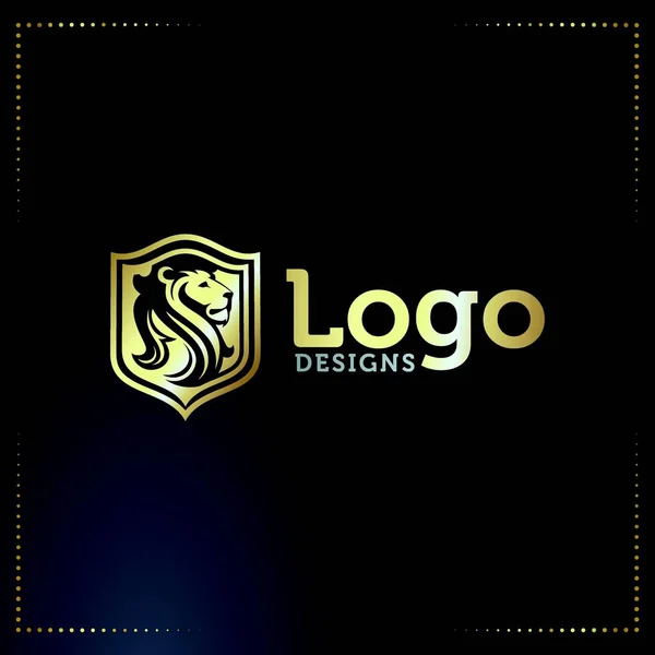 Leão Abstrato Com Vetor Design Logotipo Negócios Escudo — Vetor de Stock