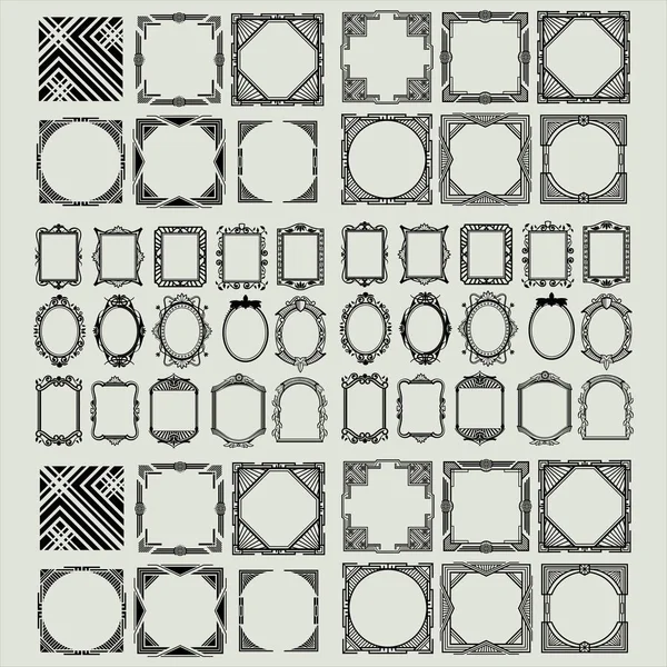 Ensemble Modèle Vectoriel Conception Logo Décoration Ornement Cadre Vintage Rétro — Image vectorielle