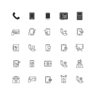 set of phone icon business technology logo design vector
