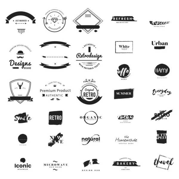Conjunto Diseño Retro Vintage Empresa Tecnología Logo Diseño Vector — Vector de stock