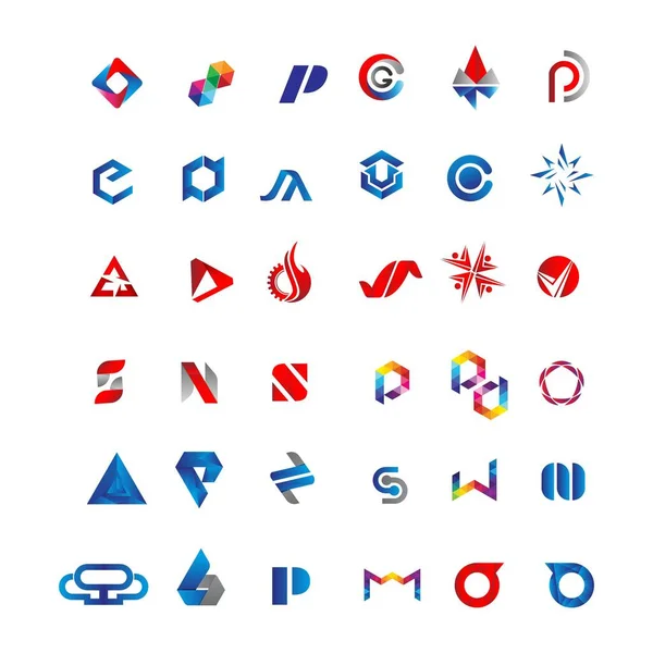 抽象的なビジネステクノロジーのロゴデザインベクトルのセット — ストックベクタ