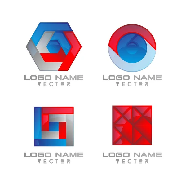 Set Abstract Set Business Technology Logo Design Vector — ストックベクタ