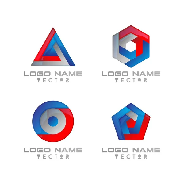 Set Abstract Set Business Technology Logo Design Vector — Stock Vector