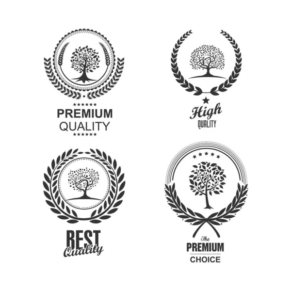 Set Tree Vintage Retro Badge — Stock vektor