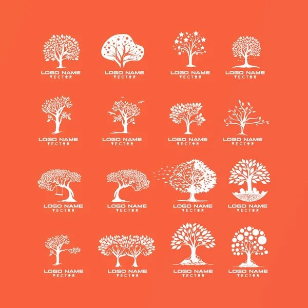 Set Tree Business Logo Design Vector — Stockvektor