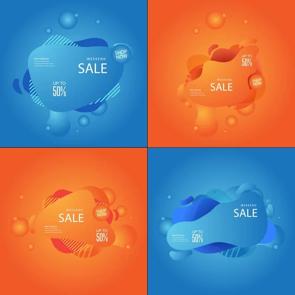 Set Colourfull Sales Fluid Effect Background — Stock Vector